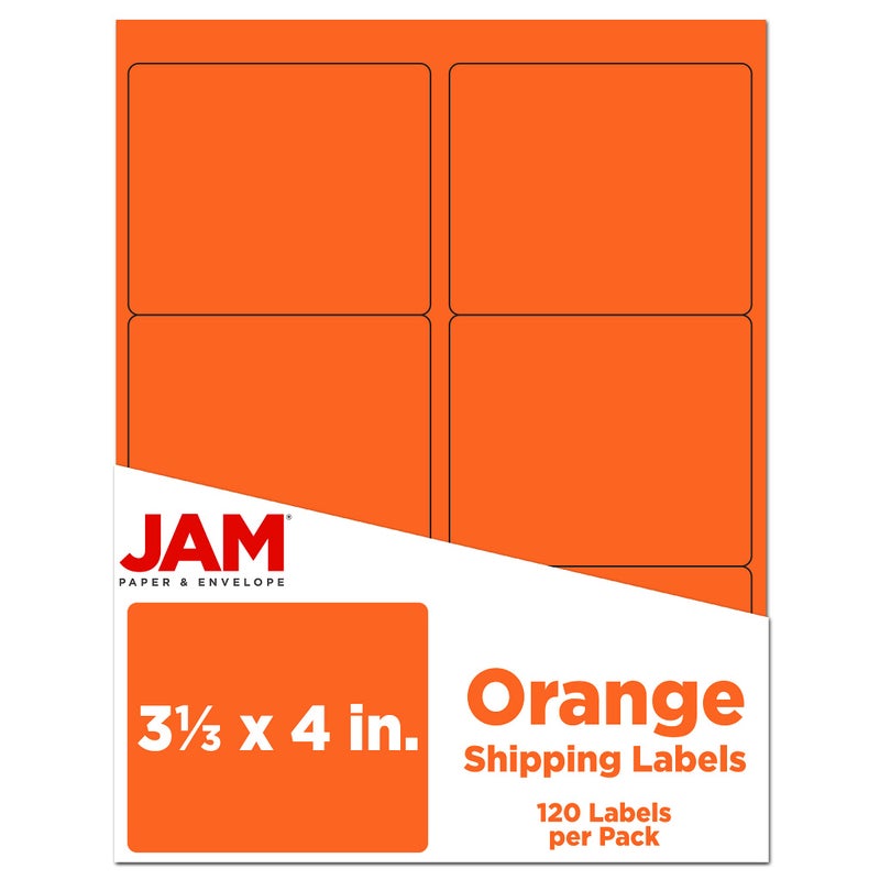 JAM PAPER Shipping Address Labels - Large - 3 1/3 x 4 - Orange - 120/Pack - Image 2